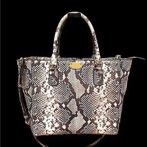 Michael Kors Snake Print Tote Bag - Brown and Cream